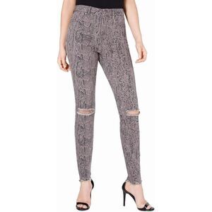 Rewash Womens Juniors' Stevie Ripped Printed Skinny Jeans Gray‎ Pigment Size 25